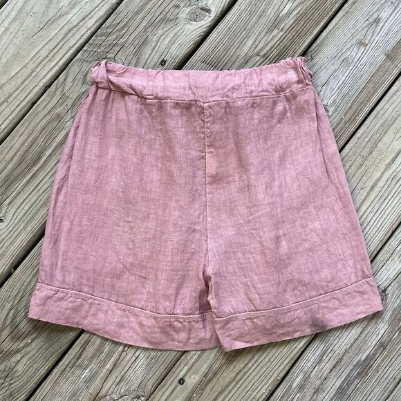 Meo Meli Women's PInk 100% Linen Pull On Shorts Size 26" Waist - Picture 2 of 6